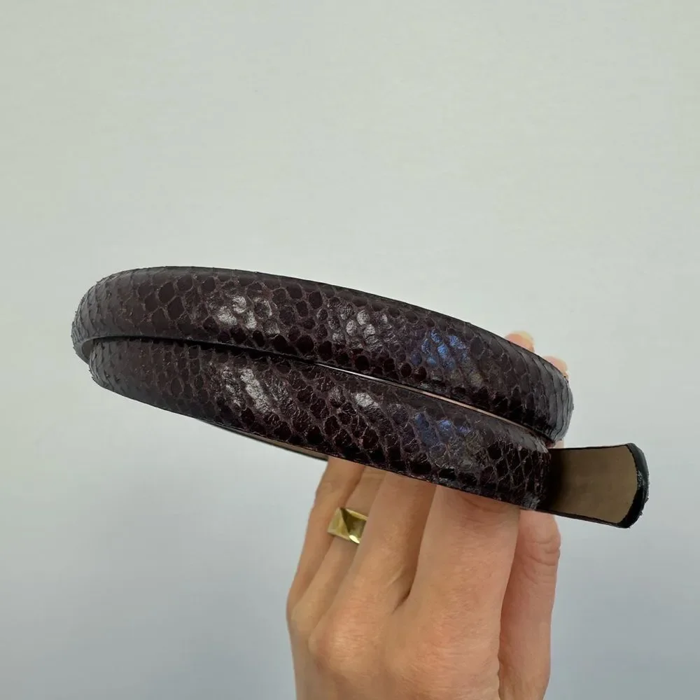 Ann Taylor Snake Embossed Reptile 100% Leather Burgundy Skinny Belt Size S